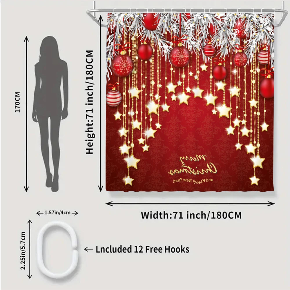 Craft of Weaving Christmas Bathroom Four Piece Shower Curtain Kit
