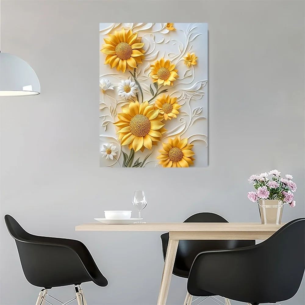 Hign-concerned Sunflower Canvas Art With Wood Frame