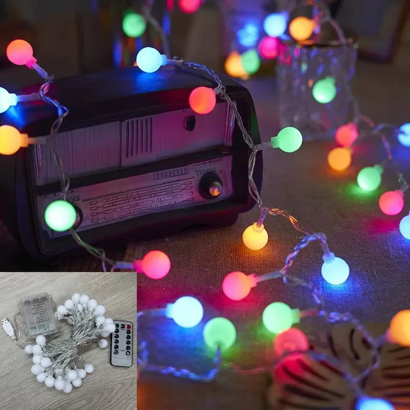 OKAL RED EAST LED Outdoor Round Ball String Lights 8 Modes