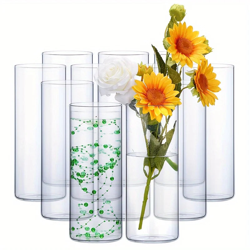 Function 12 Piece Glass Cylinder Vase Set Centerpiece