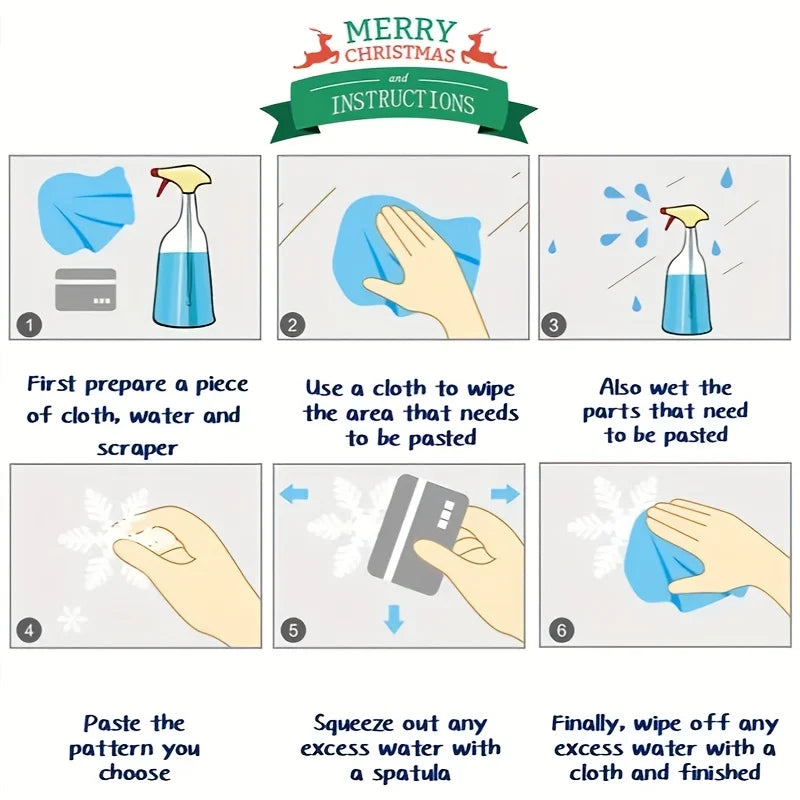 Choice Christmas Window Stickers Set Static Cling Snowflake Decorations Reusable Plastic Holiday