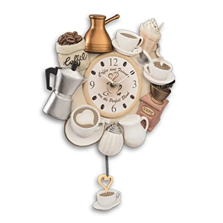 Coffee and Friends Perfect Blend Wall Clock Cup Pendulum