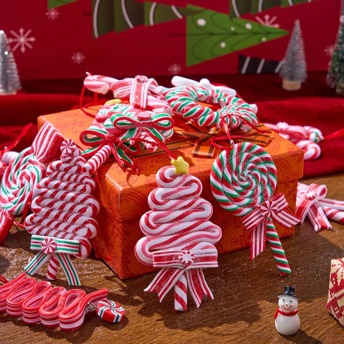 Joyfy 12 Pack Christmas Candy Cane Ornament Collection