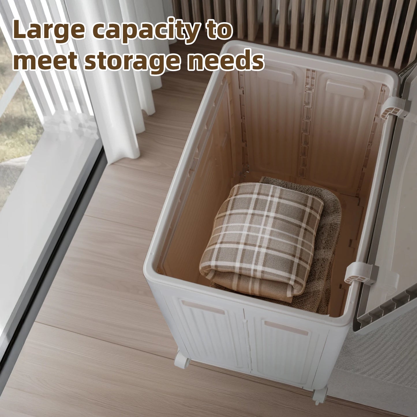 Foldable Storage Box with Wheels – Large Capacity, Dustproof & Multi-Purpose Storage Cabinet, Household Organizer Items