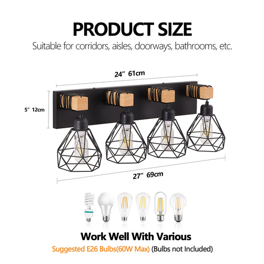 ARLGSITE Vanity Wall Light Cage Farmhouse Geometric Style E26 Socket
