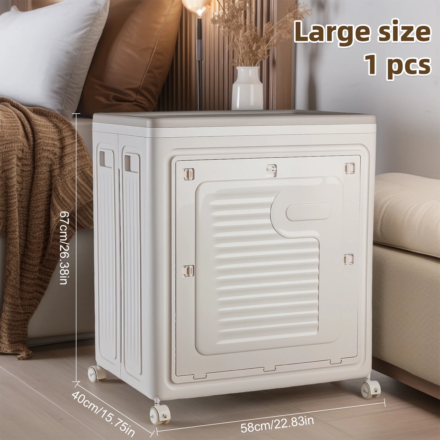 Foldable Storage Box with Wheels – Large Capacity, Dustproof & Multi-Purpose Storage Cabinet, Household Organizer Items