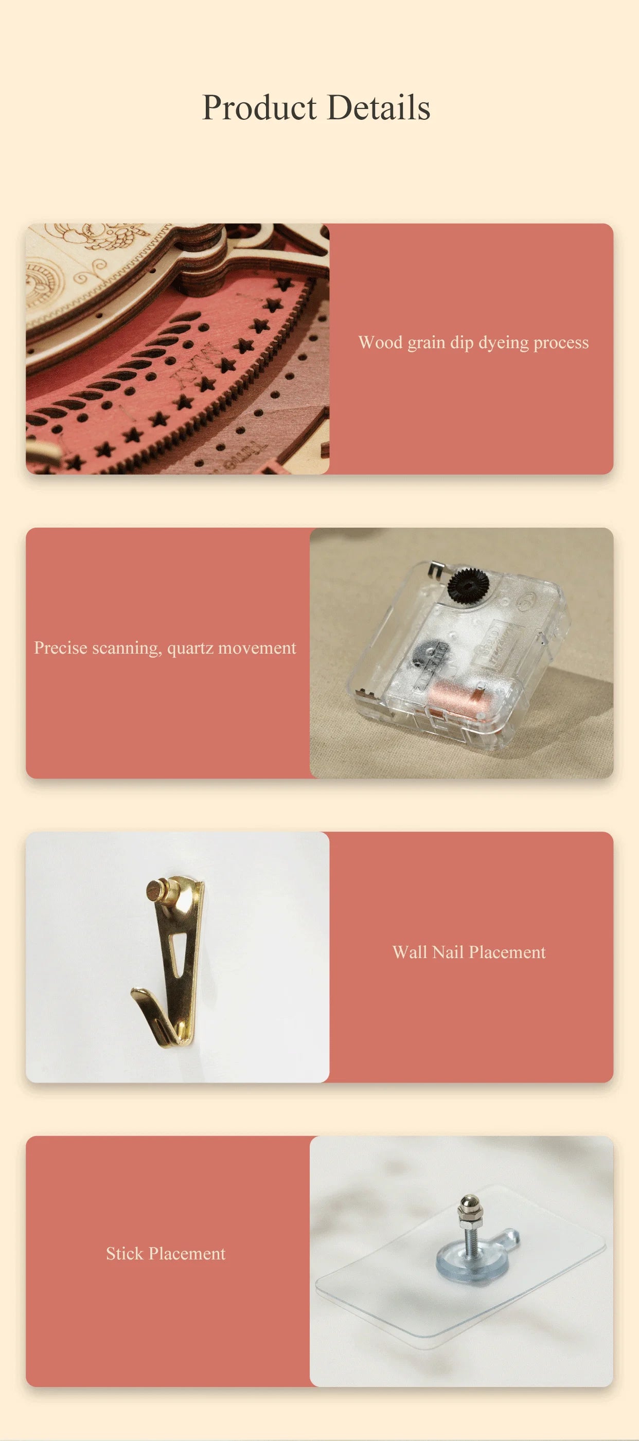 Robotime Zodiac Wall Clock Time Art 3D Wooden Puzzle