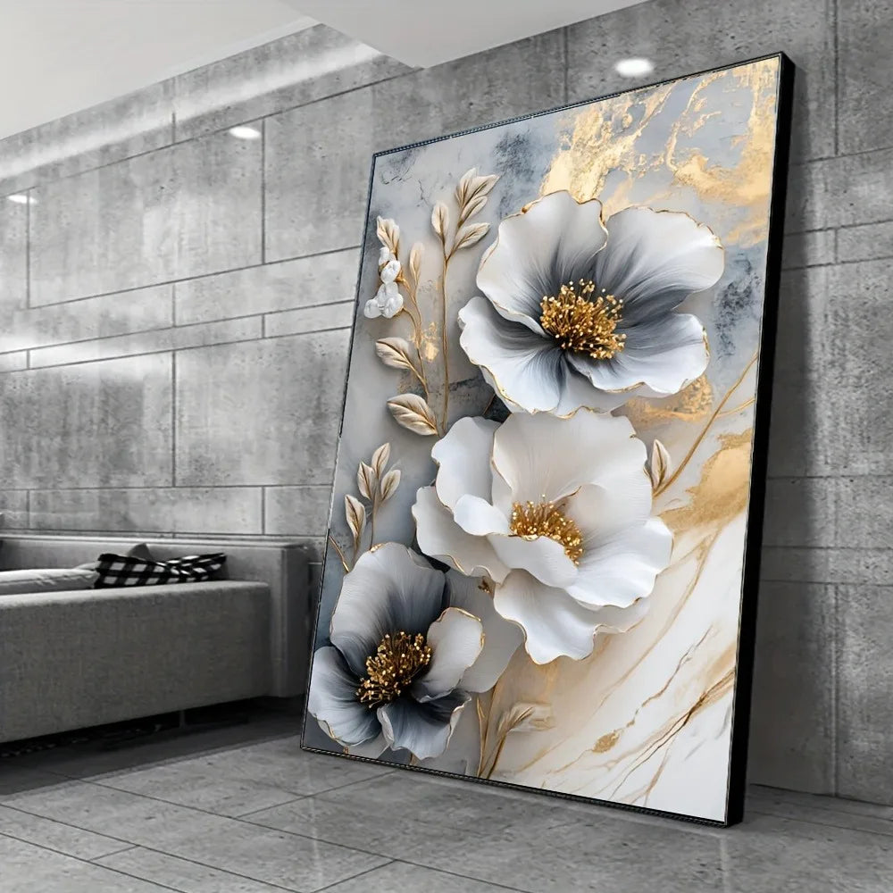 Hign-concerned Modern Luxury Floral Canvas Mural Framed Wall Art