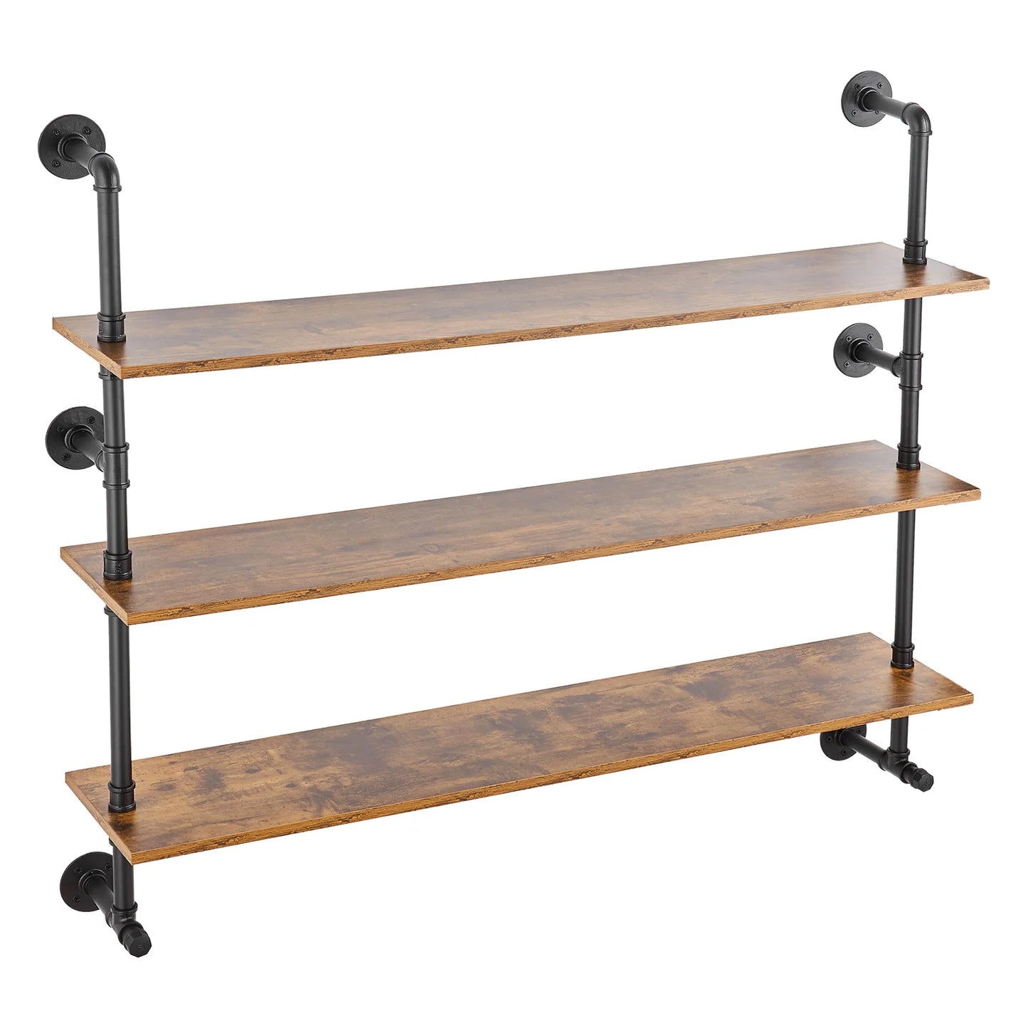 Industrial Pipe Shelf Wall Mount Rack Rustic Wood Bracket
