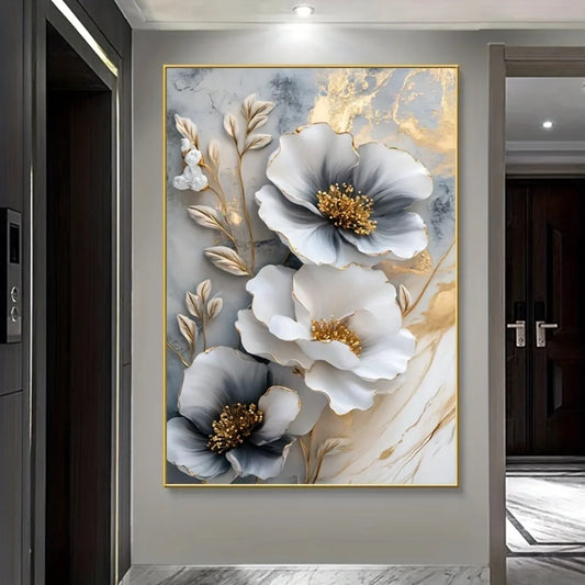 Hign-concerned Modern Luxury Floral Canvas Mural Framed Wall Art