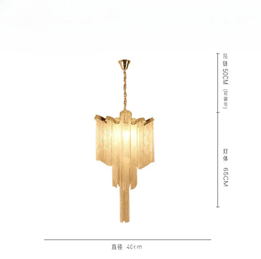 Nordic Light Luxury Tassel Chain Pendant Light For Dining Room