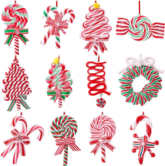Joyfy 12 Pack Christmas Candy Cane Ornament Collection