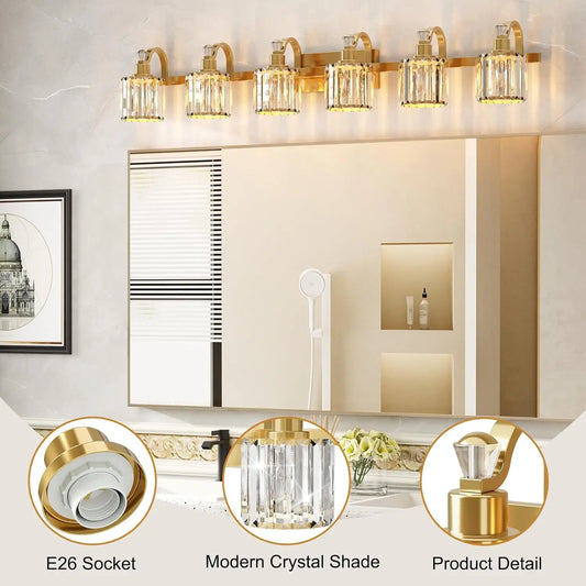 Twister.CK Crystal Vanity Light 6 Light Modern Wall Fixture