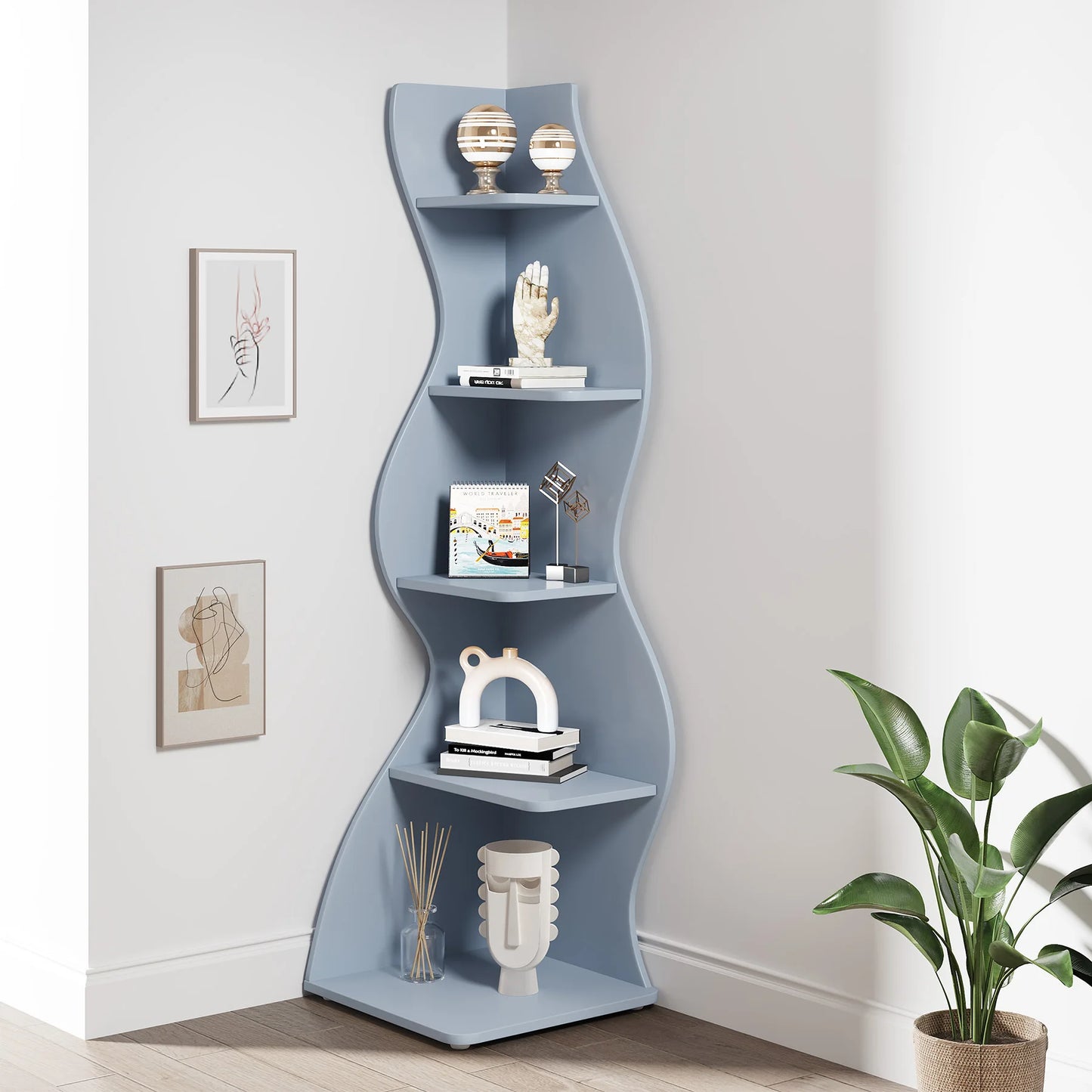 Tribesigns 5 Tier Corner Bookshelf Wall Shelf For Home