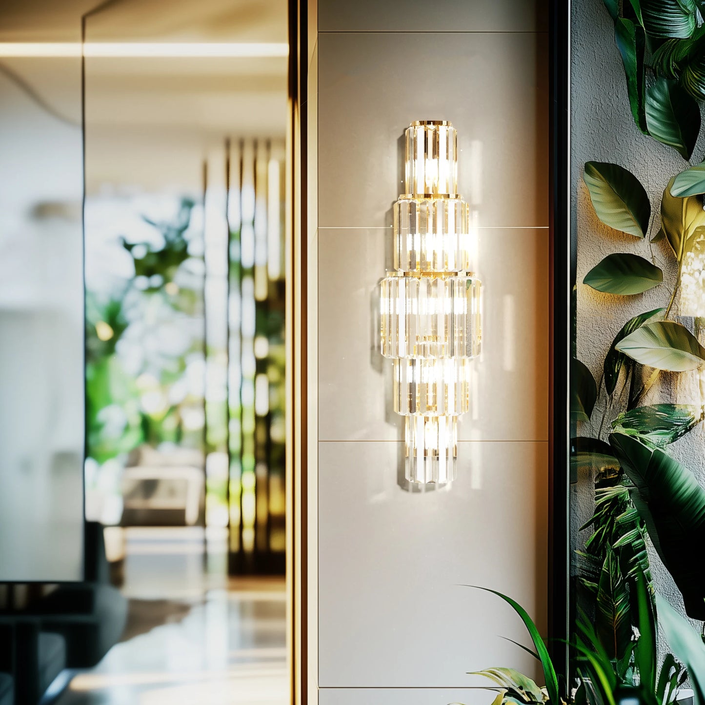 Vrygle Modern Crystal Five Light Wall Sconce Fixture