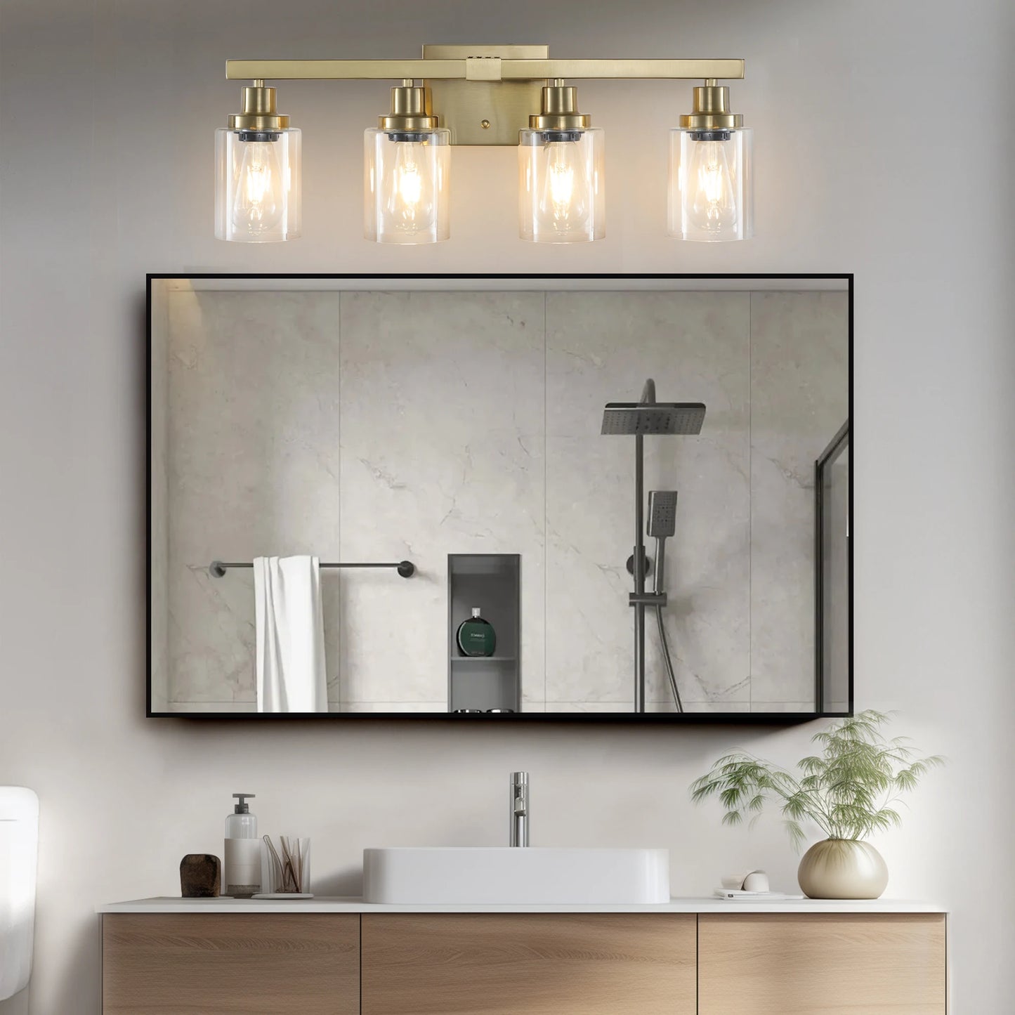 ARLGSITE Four Light Vanity Light With Clear Glass Shades