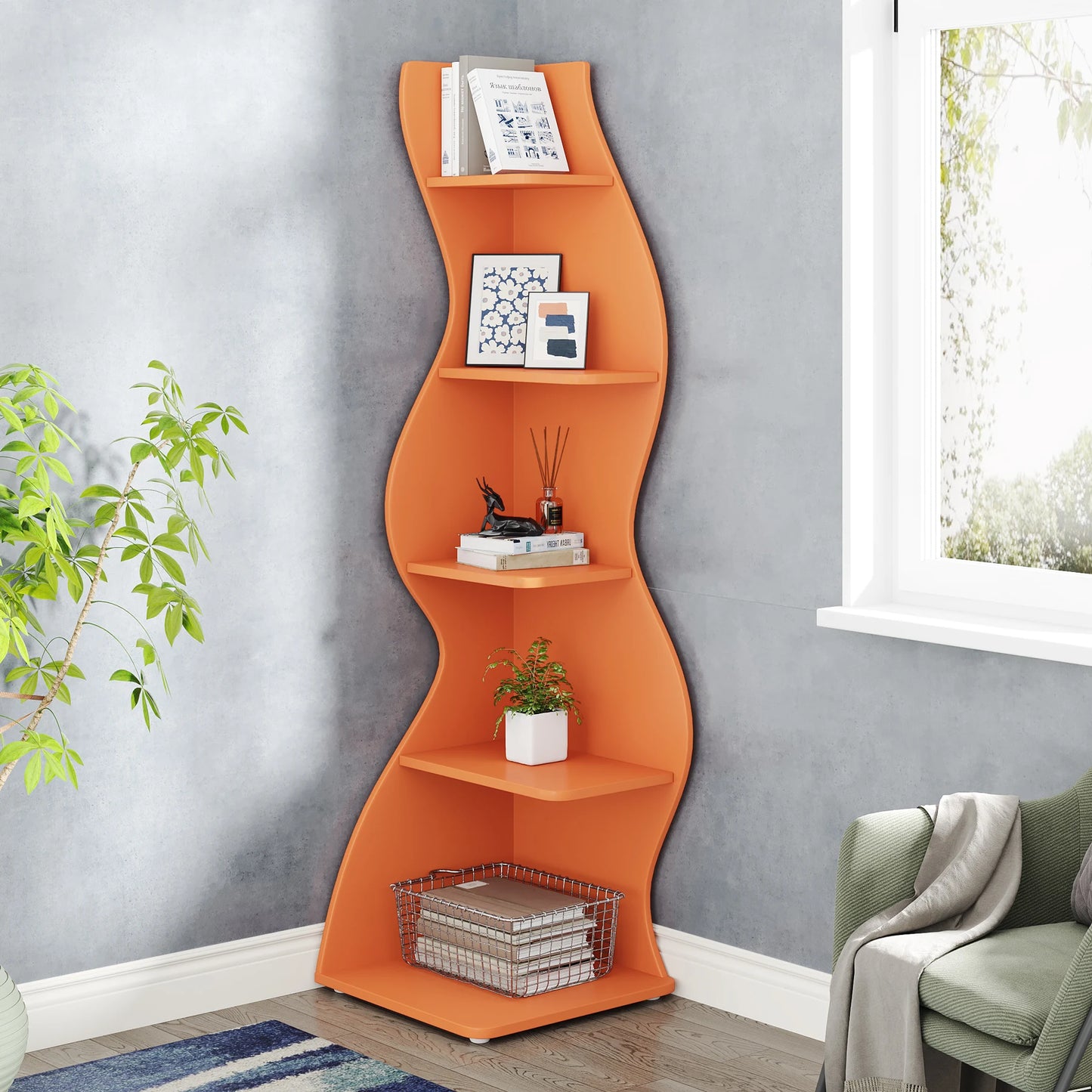 Tribesigns 5 Tier Corner Bookshelf Wall Shelf For Home