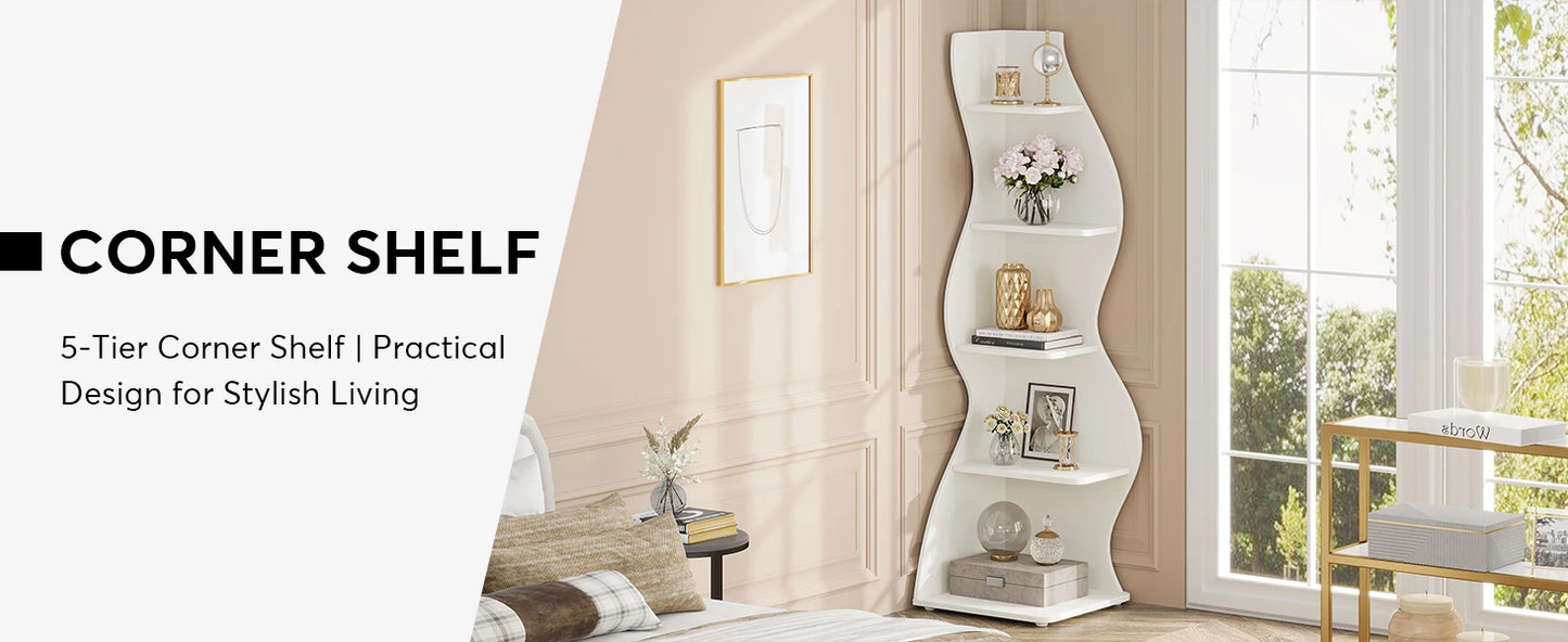Tribesigns 5 Tier Corner Bookshelf Wall Shelf For Home