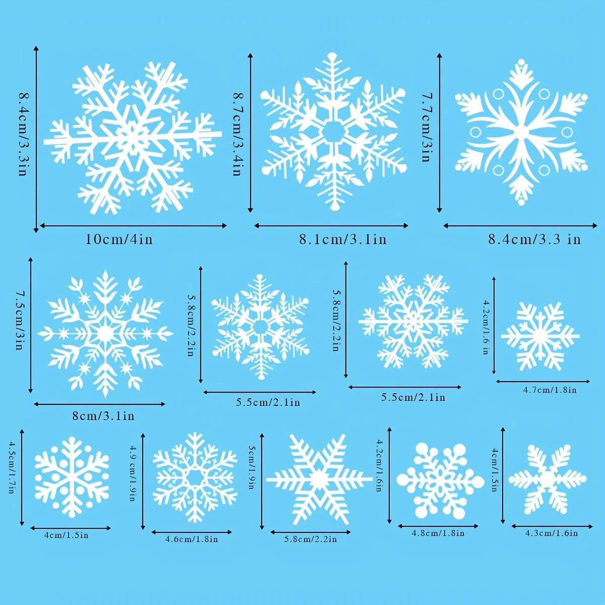 Choice Christmas Window Stickers Set Static Cling Snowflake Decorations Reusable Plastic Holiday