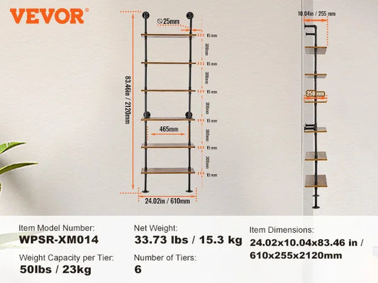 Industrial Pipe Shelf Wall Mount Rack Rustic Wood Bracket