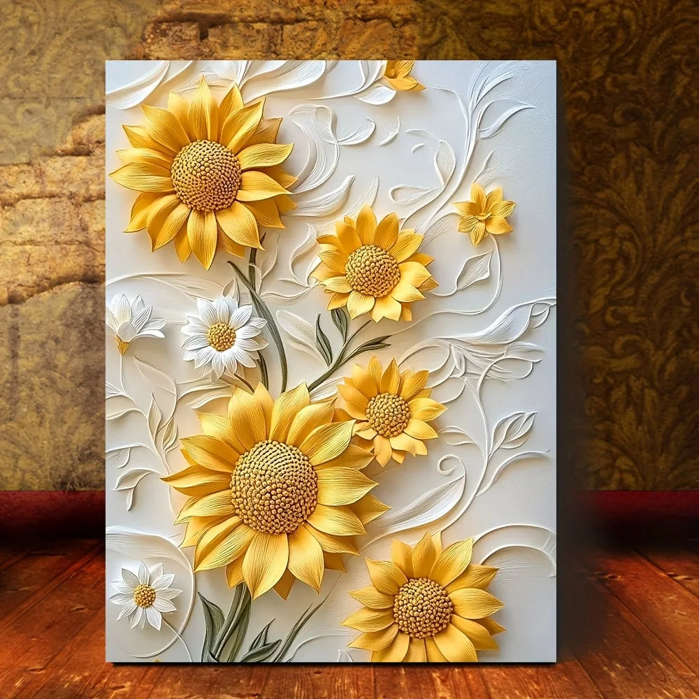 Hign-concerned Sunflower Canvas Art With Wood Frame