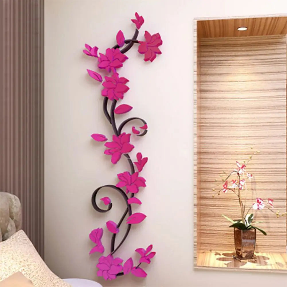 3D Wall Sticker Removable Vinyl Vase Flower Tree Mural
