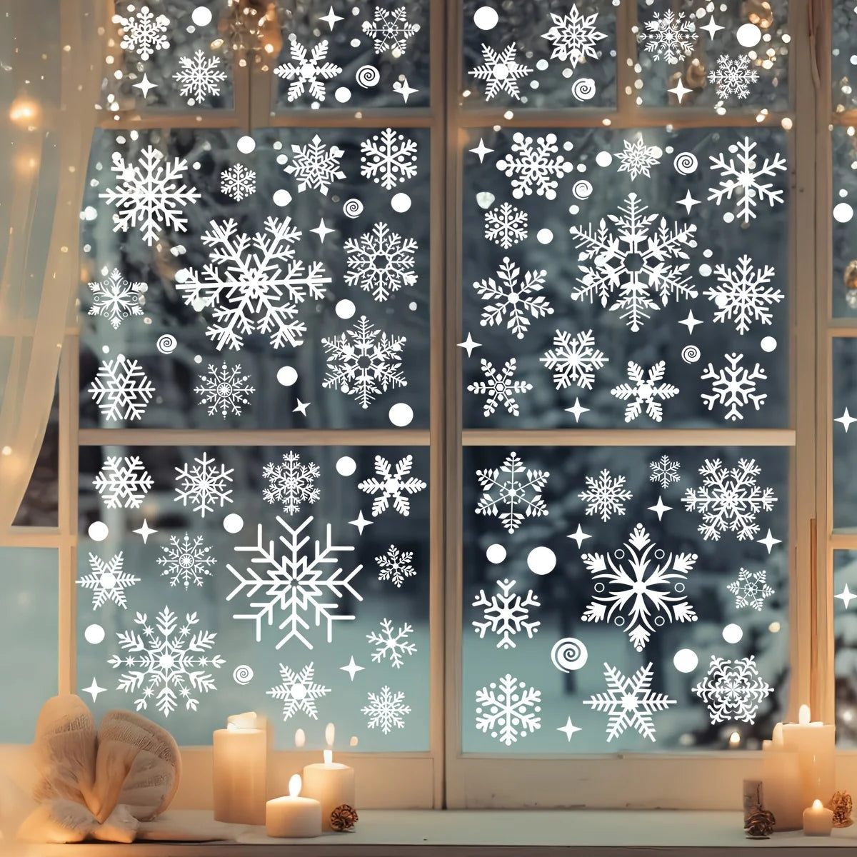 Choice Christmas Window Stickers Set Static Cling Snowflake Decorations Reusable Plastic Holiday