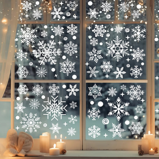 Choice Christmas Window Stickers Set Static Cling Snowflake Decorations Reusable Plastic Holiday