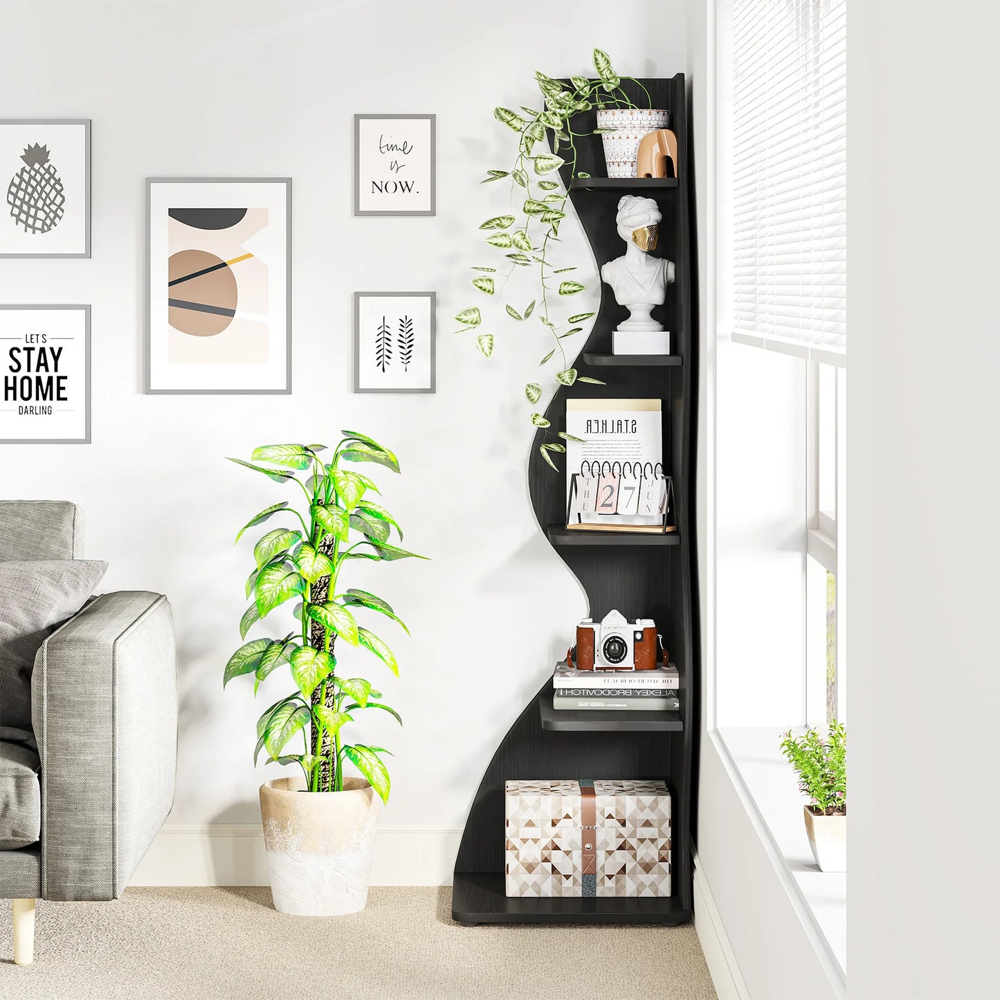 Tribesigns 5 Tier Corner Bookshelf Wall Shelf For Home