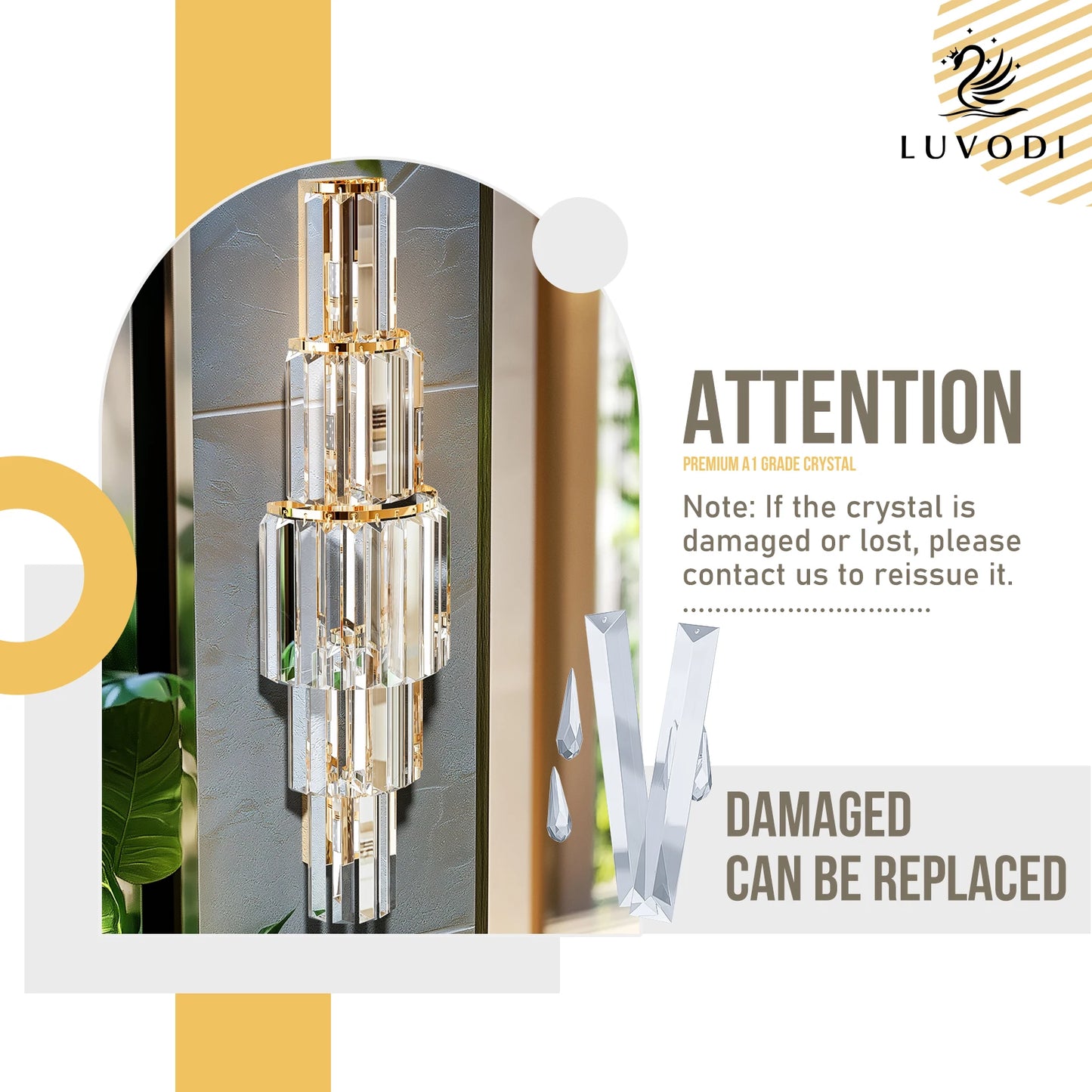 Vrygle Modern Crystal Five Light Wall Sconce Fixture