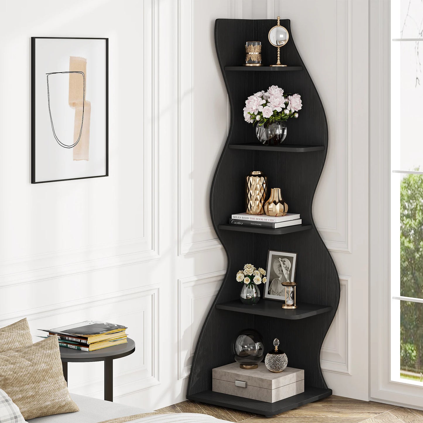 Tribesigns 5 Tier Corner Bookshelf Wall Shelf For Home