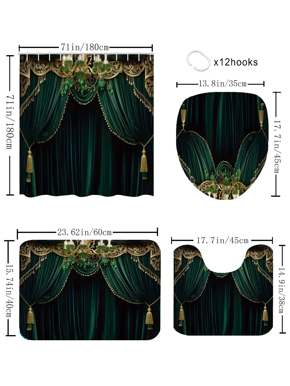 Craft Of Weaving 4pc Bath Curtain Set 2D Printed Decor