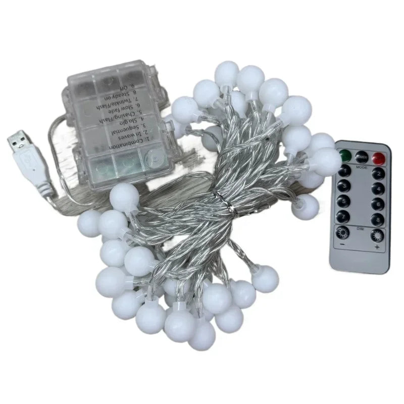 OKAL RED EAST LED Outdoor Round Ball String Lights 8 Modes
