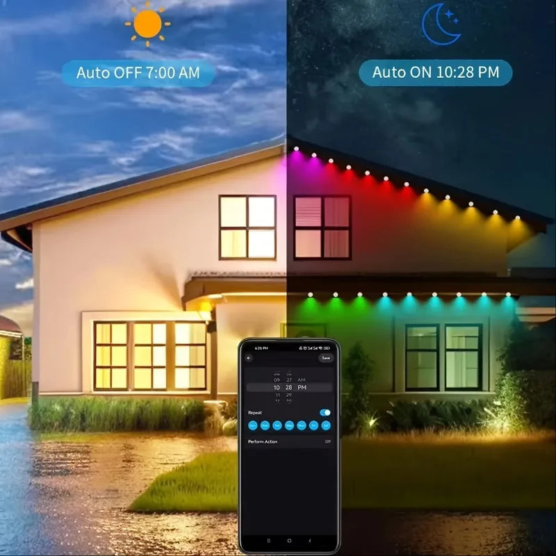 MIMIRG Smart RGBIC Outdoor String Lights Garden 90 LEDs