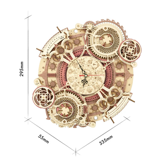 Robotime Zodiac Wall Clock Time Art 3D Wooden Puzzle
