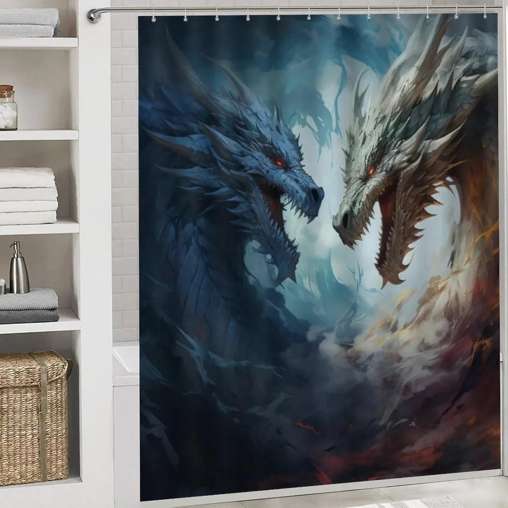Fantasy Dragon Bathroom Set 4 Piece Shower Curtain And Rugs