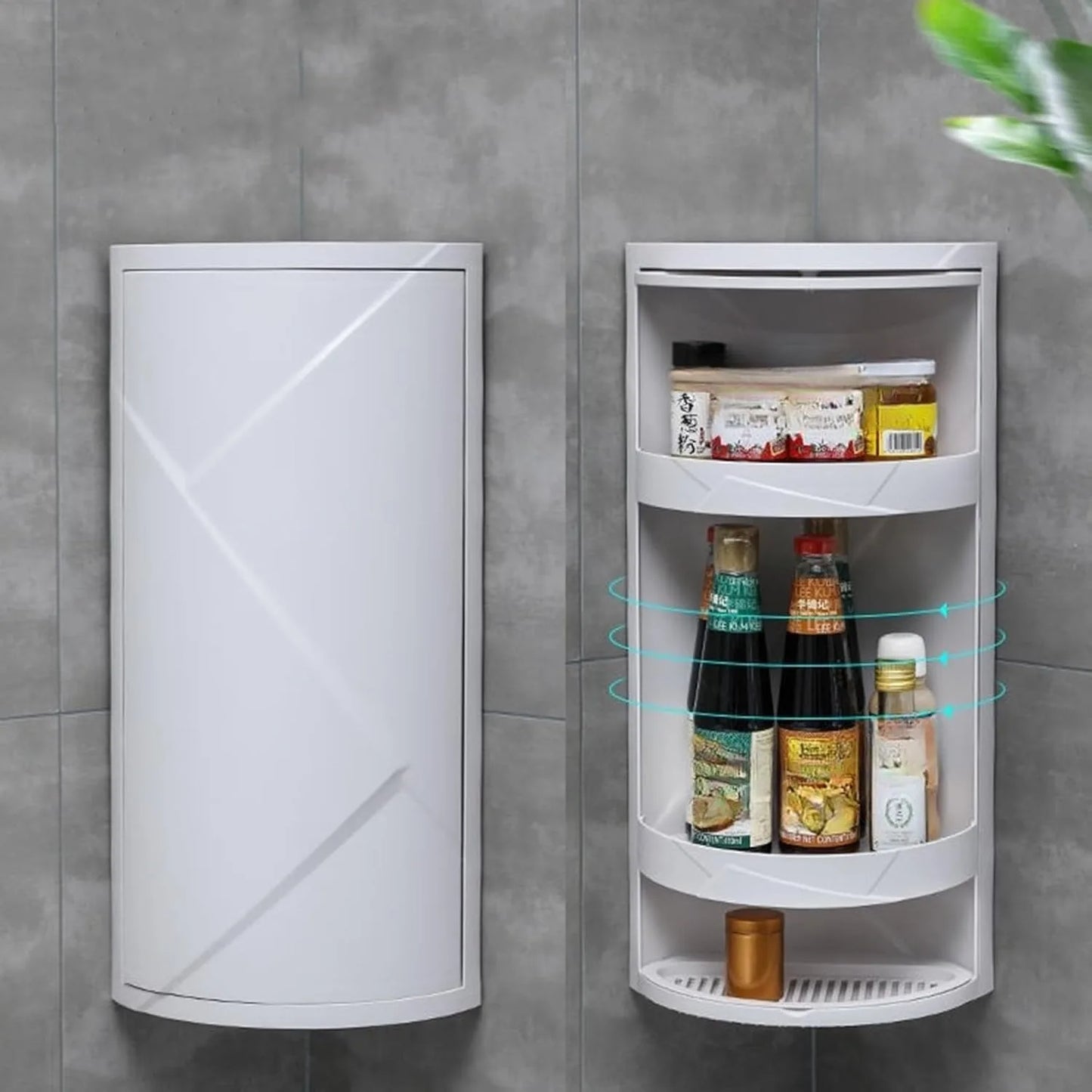 Bymaocar 360 Degree Rotation Tabletop Corner Shelf For Bathroom