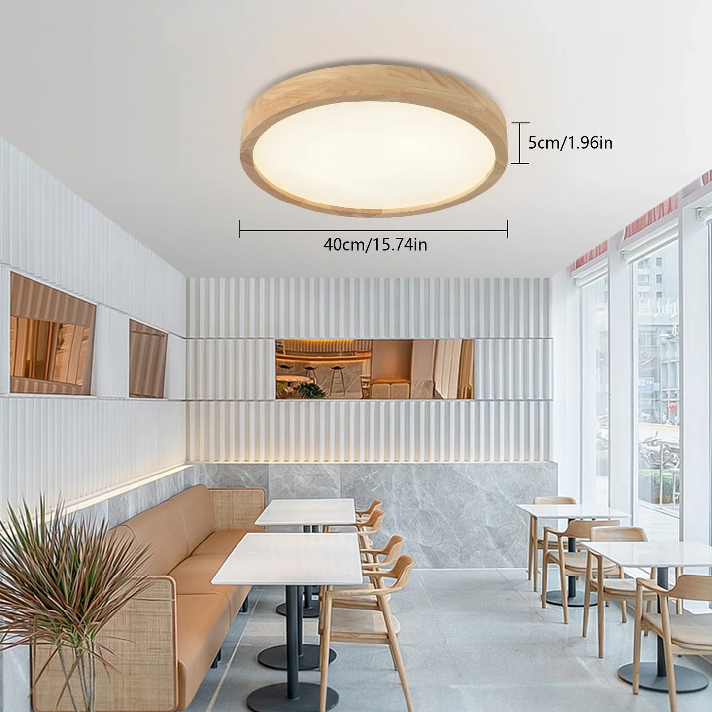 Bymaocar Modern Wood LED Ceiling Light Fixture Flush Mount