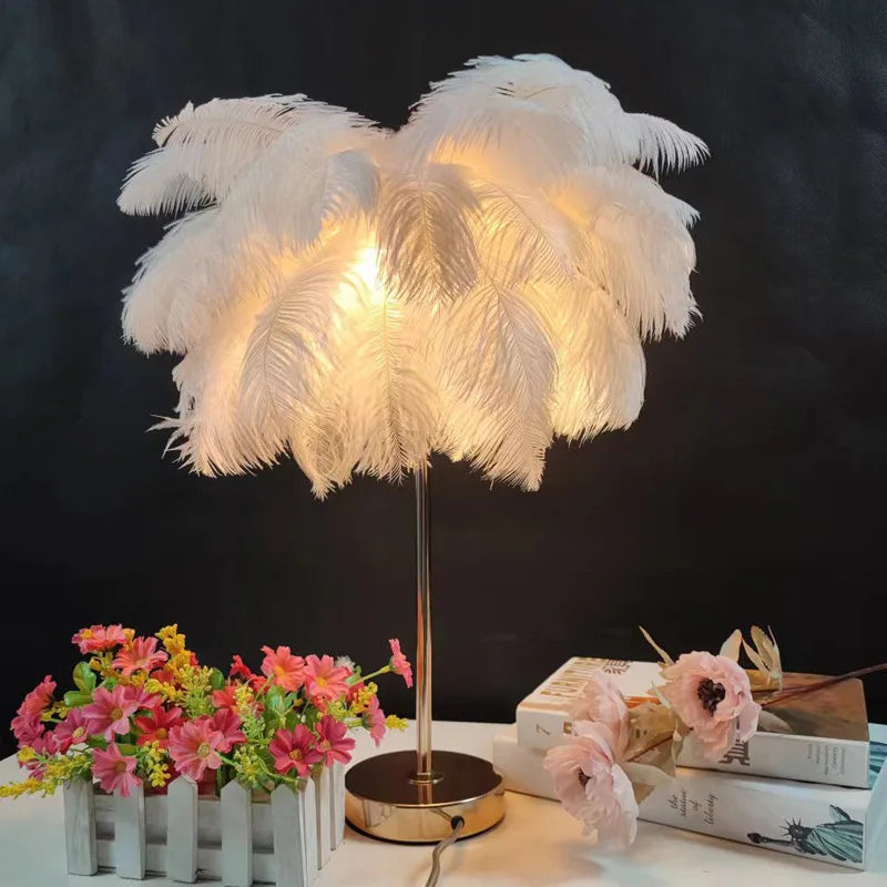 Nordic Ostrich Feather Pendant Lights Led Chandelier For Living Room
