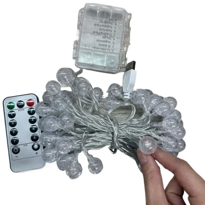 OKAL RED EAST LED Outdoor Round Ball String Lights 8 Modes