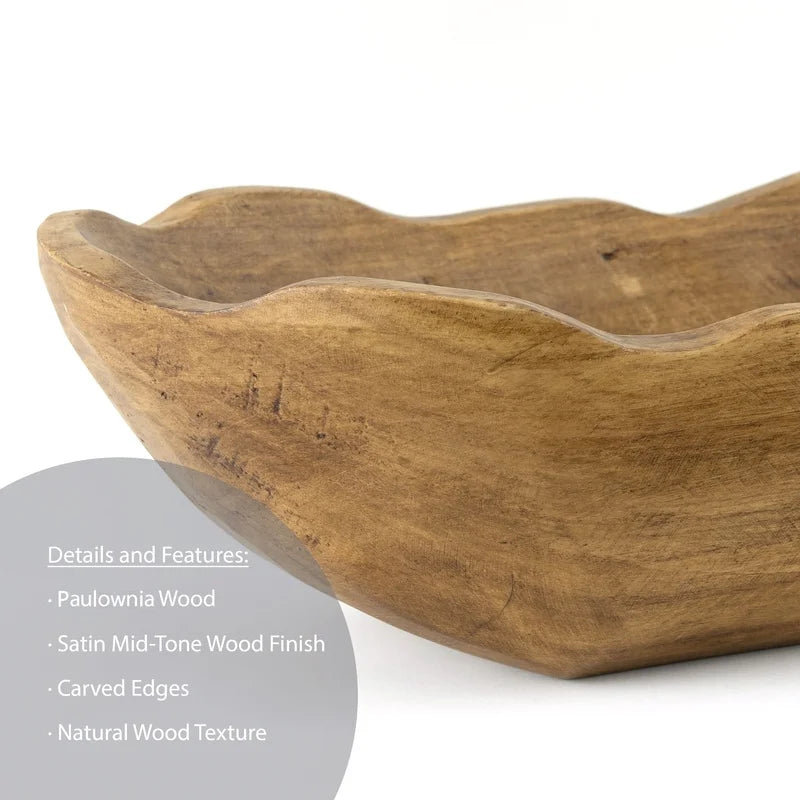 Hign-concerned Indoor Dough Bowl Carved Paulownia Wood Centerpiece