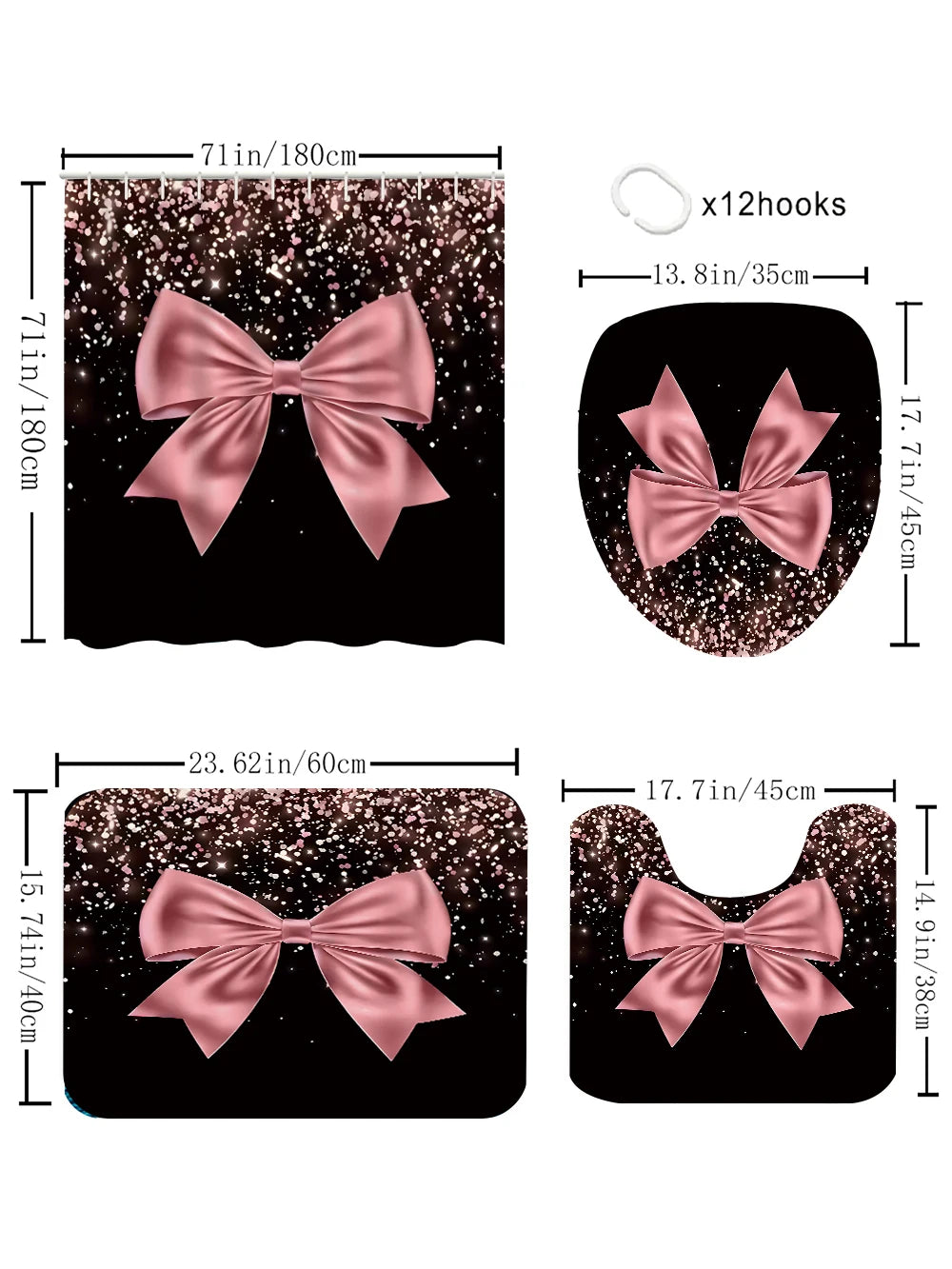 Craft Of Weaving Waterproof Shower Curtain Bathroom Kit