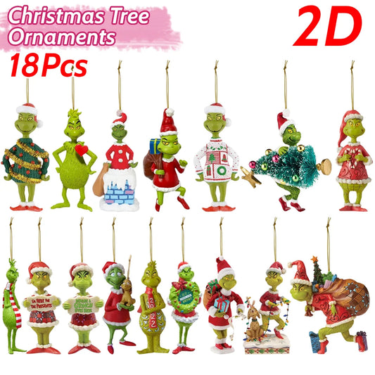 Shunmaii 18Pcs 2D Acrylic Christmas Monsters Ornaments