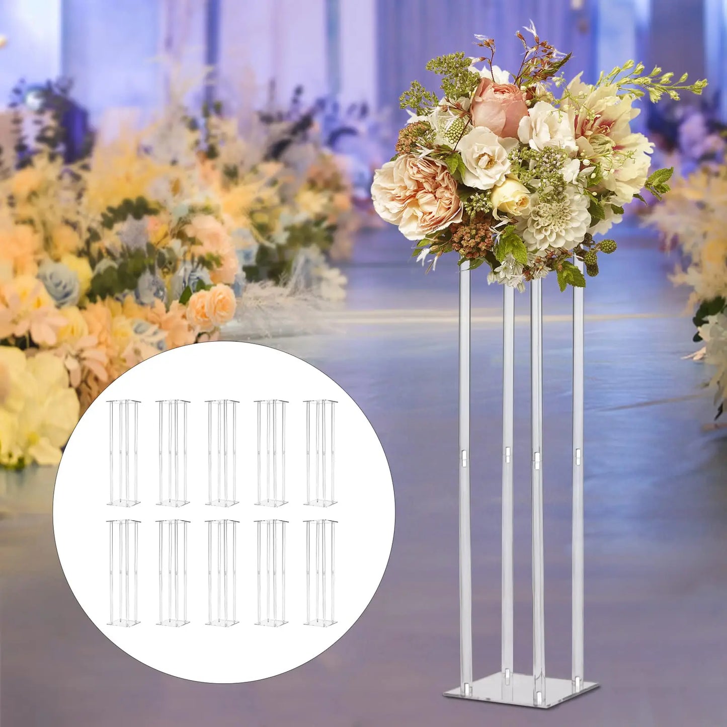 Hign-Concerned Acrylic Vase Column Stand Centerpiece for Weddings