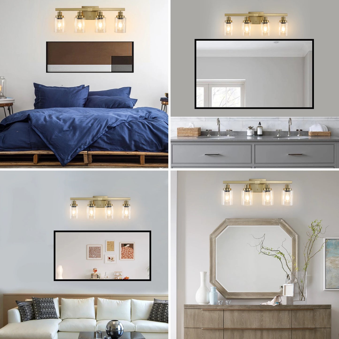 ARLGSITE Four Light Vanity Light With Clear Glass Shades