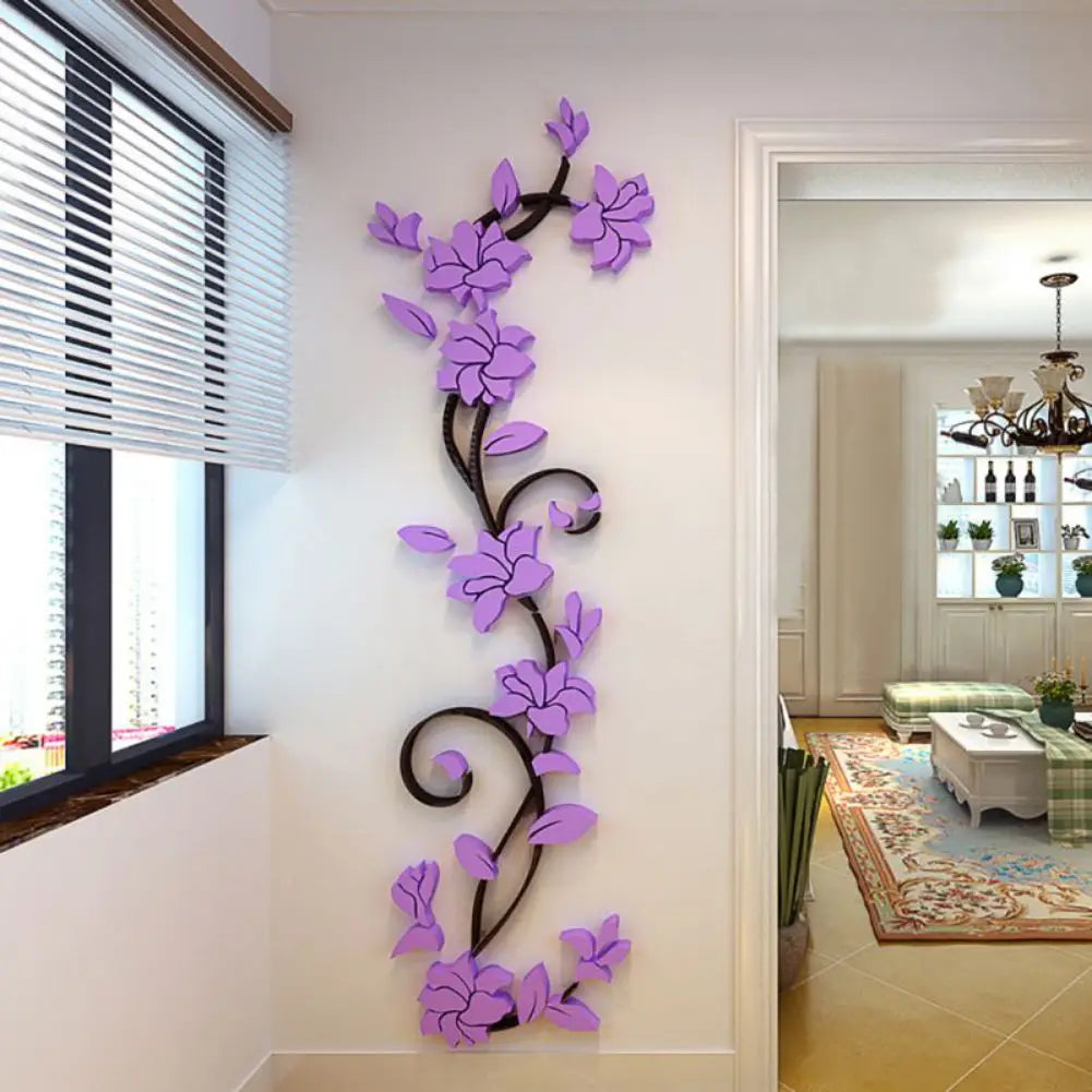 3D Wall Sticker Removable Vinyl Vase Flower Tree Mural