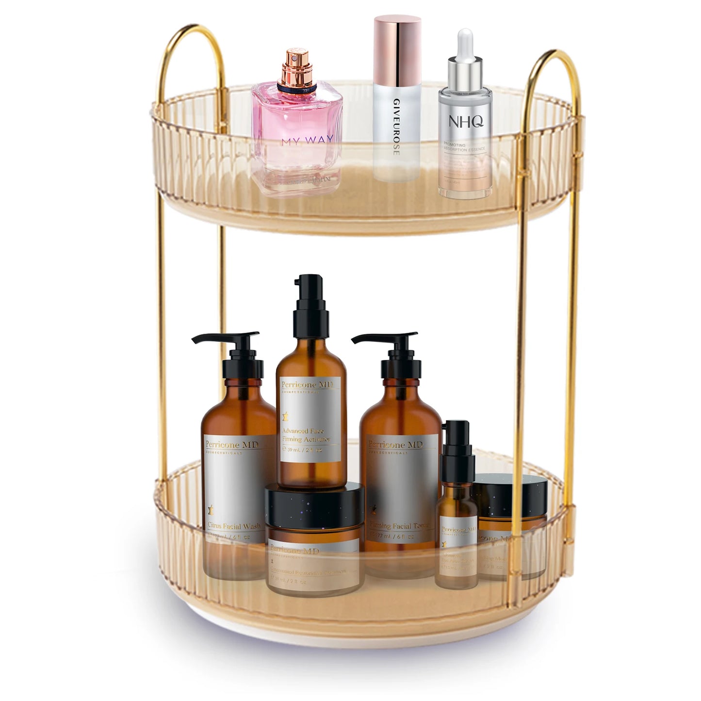 Rotating Makeup Organizer for Vanity, High-Capacity Skincare Storage Perfume Cosmetic Dresser Organizer Countertop 360 Spinning