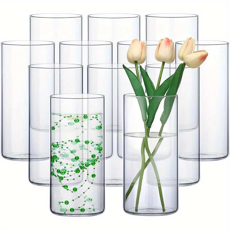 Function 12 Piece Glass Cylinder Vase Set Centerpiece