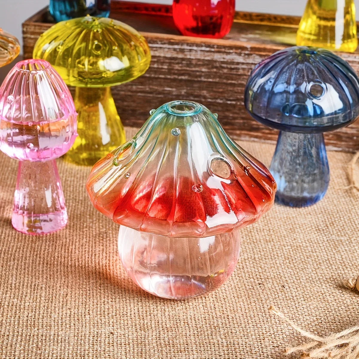 Function Mushroom Glass Vase for Hydroponic Aromatherapy Decor