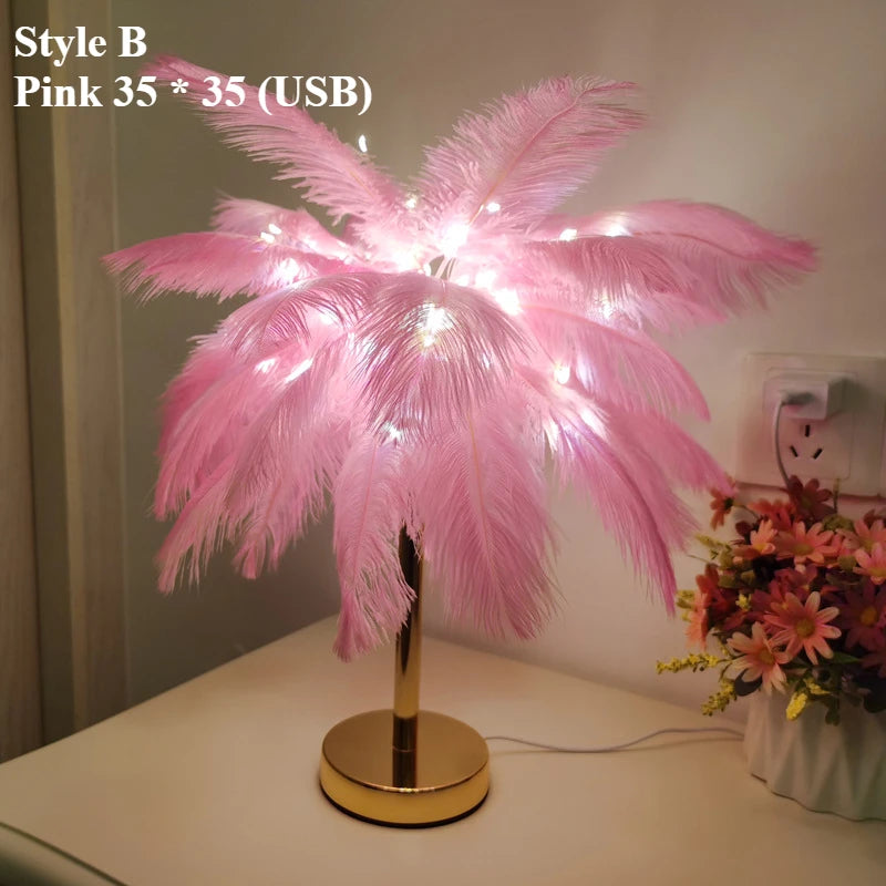 Nordic Ostrich Feather Pendant Lights Led Chandelier For Living Room